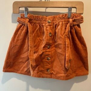 Orange Mini Bubble Skirt with Tie Front